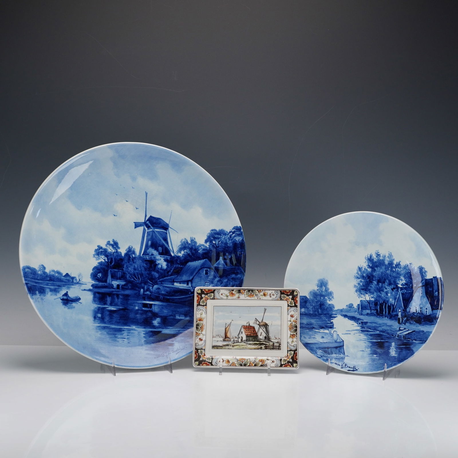 3pc Delft Polychrome and Blue and White Wall Plaques (1 of 8)