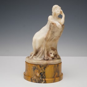 Oswald Schimmelpfennig for Friedrich Goldscheider Alabaster Seated Figurine