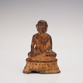 Miniature East Asian Gilt Bronze Seated Buddha