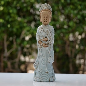 Chinese Blue Celadon Deity Figurine