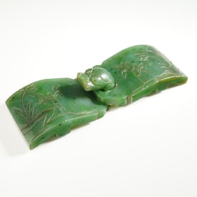 2pc Chinese Spinach Jade Belt Buckle Set