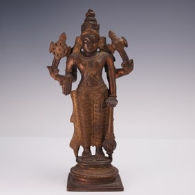 Indian Bronze Standing Vishnu Figurine