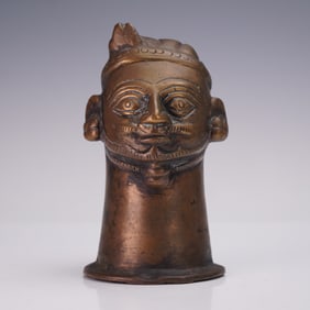 Indian Bronze Male Head Figure