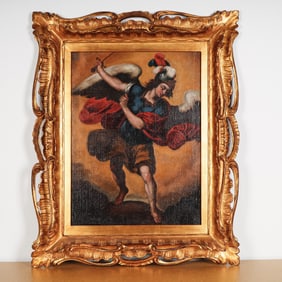 Sevillian School, Original Oil on Canvas, Saint Michael the Archangel