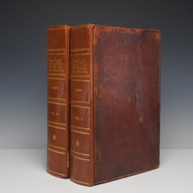2pc John Harris Leather Books, A Complete Collection of Voyages & Travels