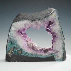 Large Amethyst Geode Cathedral Cluster, Polished Display Specimen
