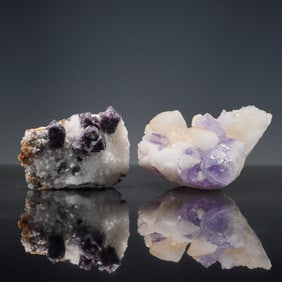 2pc Fluorite Crystal Cluster Mineral Specimens on Quartz Matrix