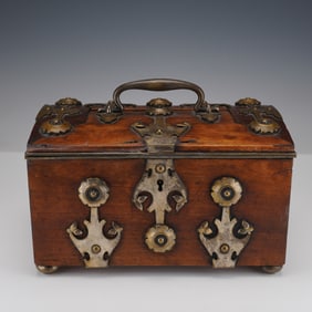 Tiffany & Co. Union Square Gothic Revival Brass Mounted Wooden Casket