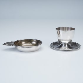 2pc Continental Silver (800) Porringer and Egg Cup