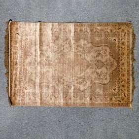Persian Hand-Knotted Gold Silk Rug