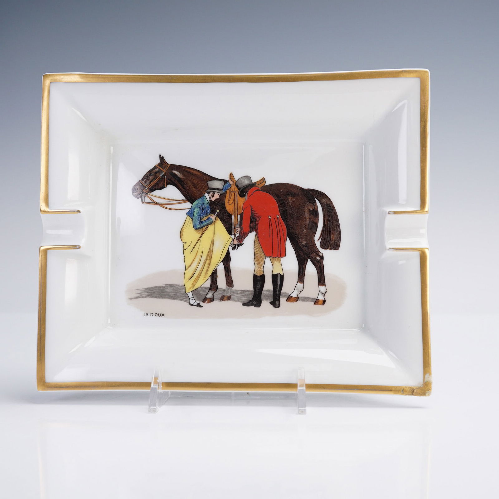 Hermes Paris Porcelain Ashtray with Equestrian Motif (1 of 5)