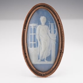 Wedgwood and Bentley Blue Jasperware Apollo Portrait Medallion