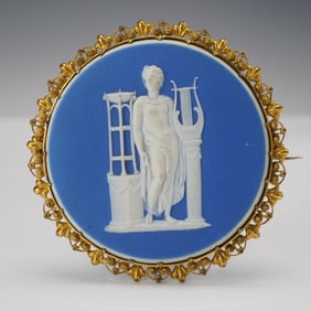 Wedgwood Blue Jasper Apollo Medallion Brooch