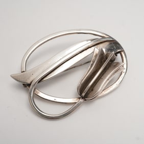 Sterling Silver Mexican Tulip Brooch Pin