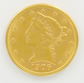 1906-D United States Coronet Head Gold 5 Dollars Coin