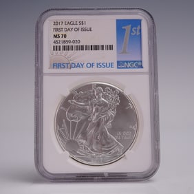 2017 American Silver Eagle First Issue Dollar Coin NGC Graded MS 70