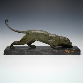 Demetre Haralamb Chiparus, Original Art Deco Panther on Marble Base, Signed