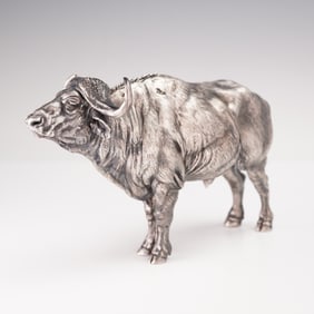 Italian 800 Silver Bull Figurine, Bruno & Cesare Zaramella