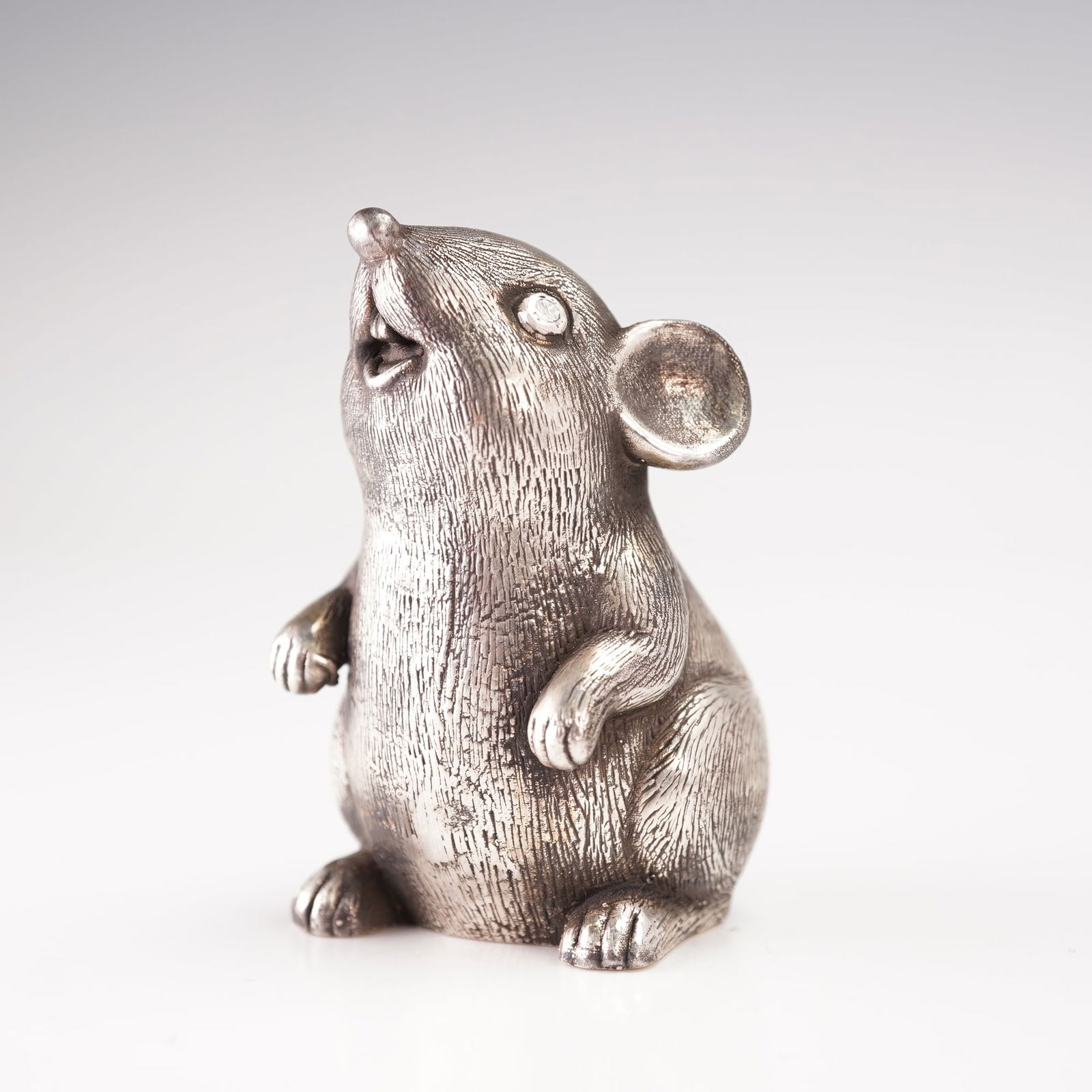 Russian 84 Silver Mouse Figurine with Diamond Eyes (1 of 7)