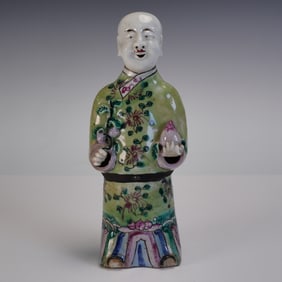 Chinese Green Famille Rose Porcelain Joss Stick Holder
