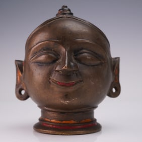 Indian Bronze Female Head Figure