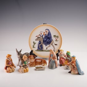 10pc Goebel Hummel Decorative Nativity Plate & Figurines