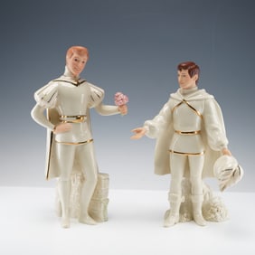 2pc Lenox Porcelain Disney Prince Figurines, The Prince and Prince Phillip