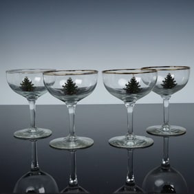 4pc Cuthbertson Sherbet Glasses, Christmas Tree