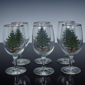 6pc Cuthbertson Wine Glasses, Christmas Tree