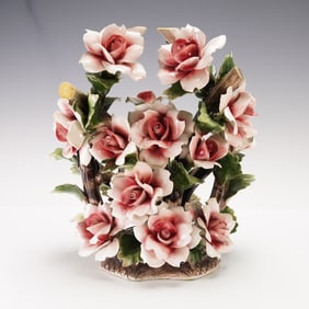 Capodimonte Italian Porcelain Rose Floral Centerpiece