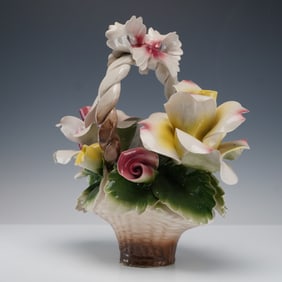 Capodimonte Porcelain Floral Basket
