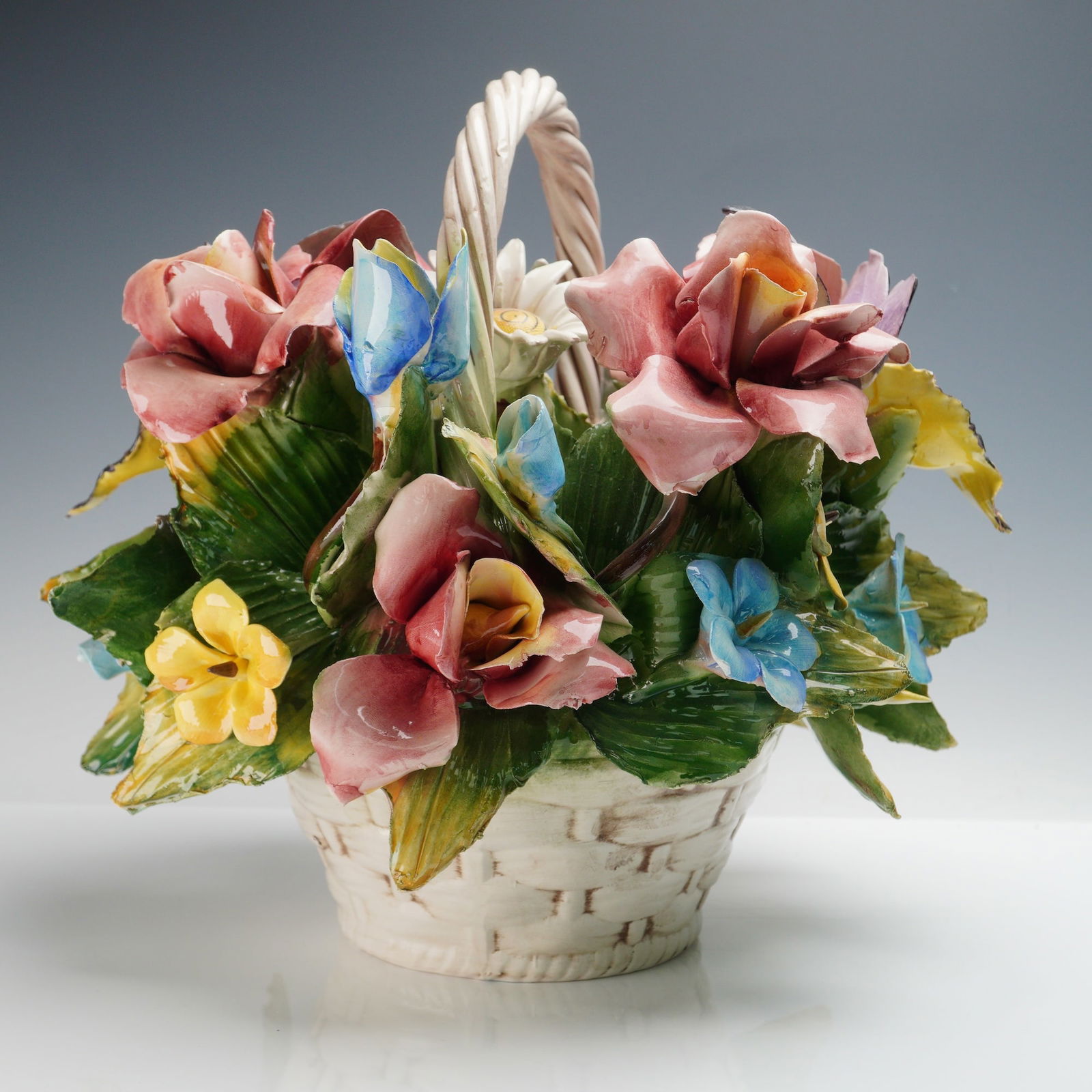 Capodimonte Porcelain Floral Basket Sculpture (1 of 4)