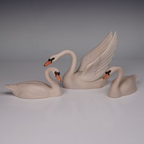 3pc Laszlo Ispansky for Goebel Figurines, Winged & Little Swans