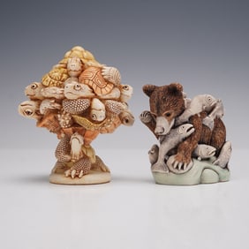 2pc Harmony Kingdom Treasure Boxes, Weight of the World and Sushi Bar