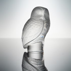 Lalique Crystal Owl Figurine