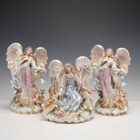 3pc Fitz and Floyd Classics Angel Figural Candleholders