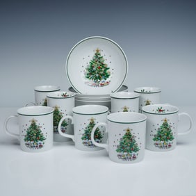 16pc Salem Porcelain Christmas Eve Mugs and Bowl Sets
