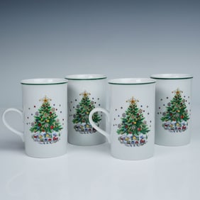 4pc Salem Christmas Eve Porcelain Mugs