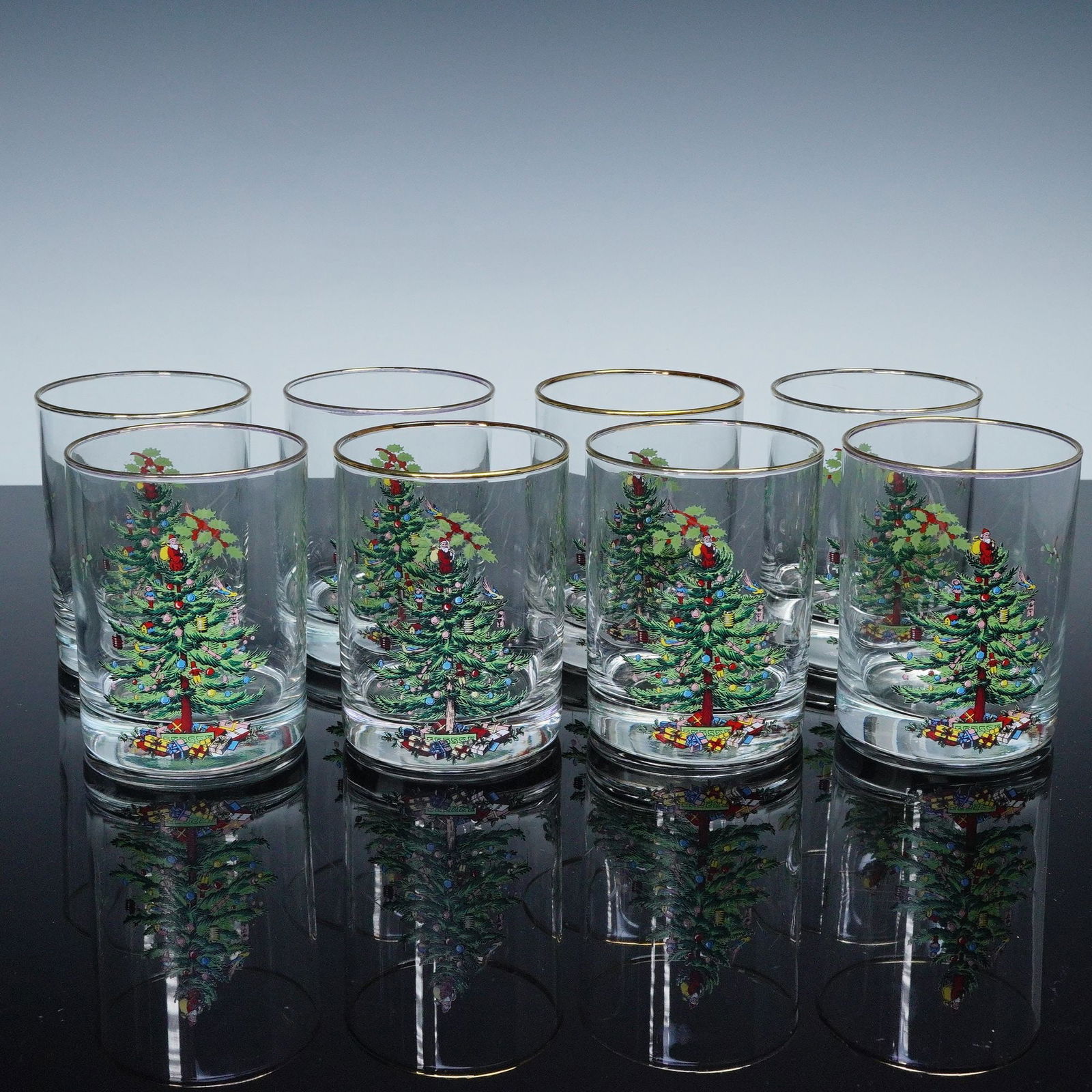 8pc Spode Christmas Tree Double Old Fashioned Glasses (1 of 5)