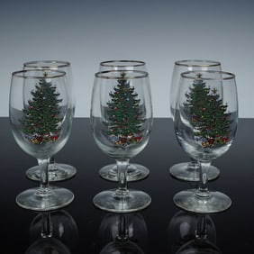 6pc Cuthbertson Wine Glasses, Christmas Tree