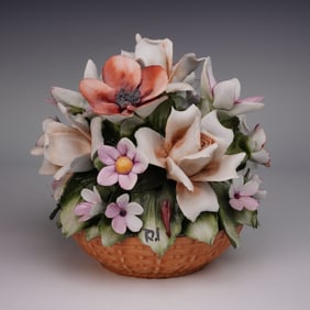 Capodimonte Porcelain Floral Basket, The Spring Flowers