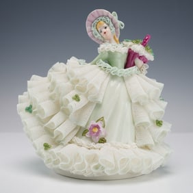 Irish Dresden Porcelain Figurine, Shamrock Lady
