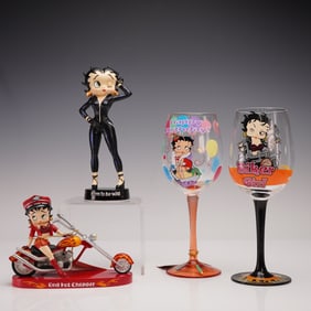 4pc Westland Giftware Betty Bop Collectibles, Wine Glasses & Figurines