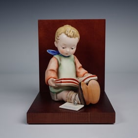 2pc Goebel Hummel Figurine and Bookend, Bookworm Boy