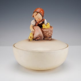 Goebel Hummel Coverd Candy Dish, Chick Girl
