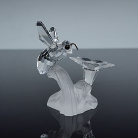 Swarovski Silver Crystal Figurine, Bumblebee on Flower