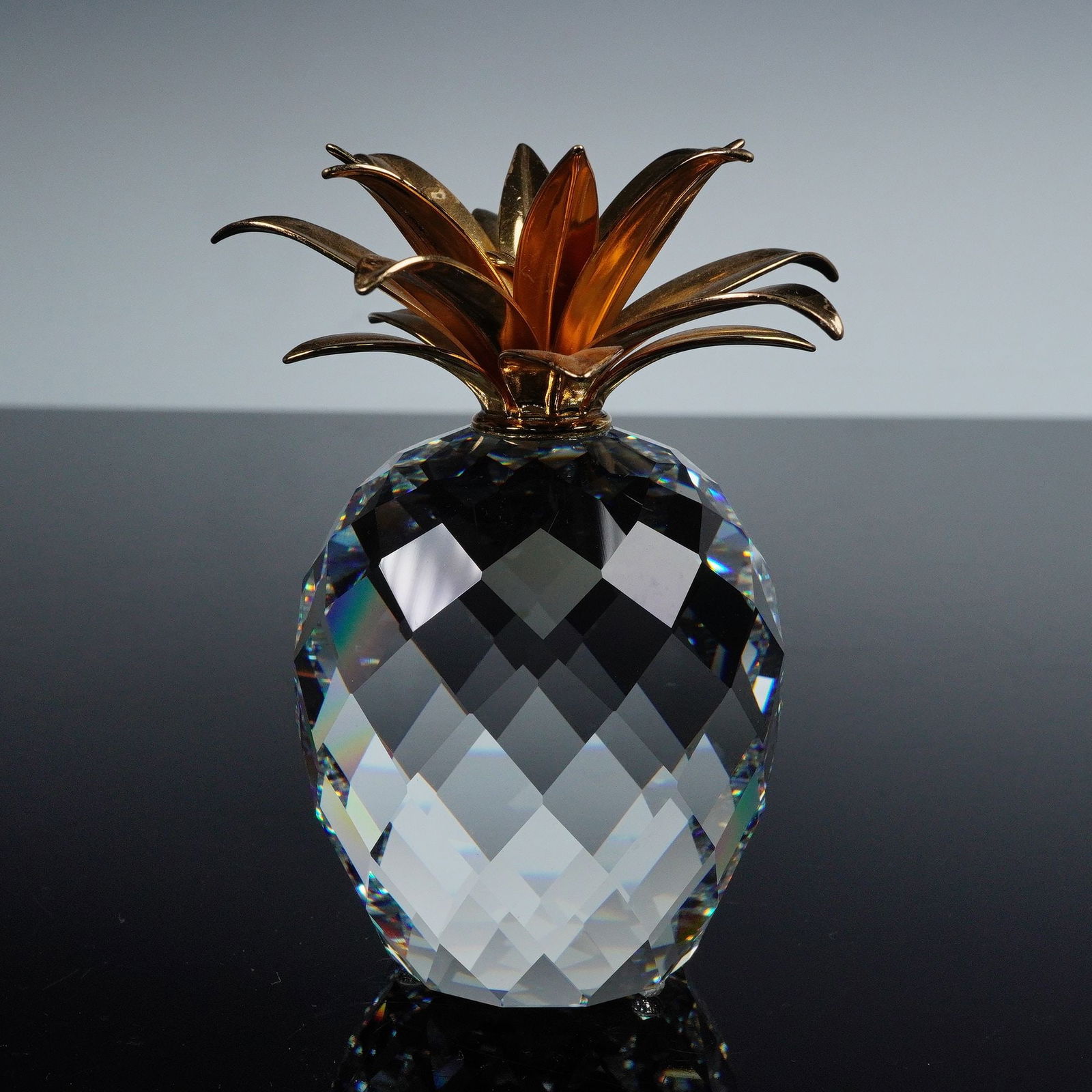 Swarovski Silver Crystal Figurine, Large Pineapple with Smooth Leaves (1 of 4)