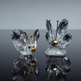 2pc Swarovski Silver Crystal Butterfly Figurines