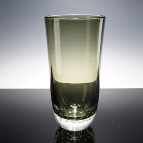 Art Glass Vase with Controlled Bubble Base