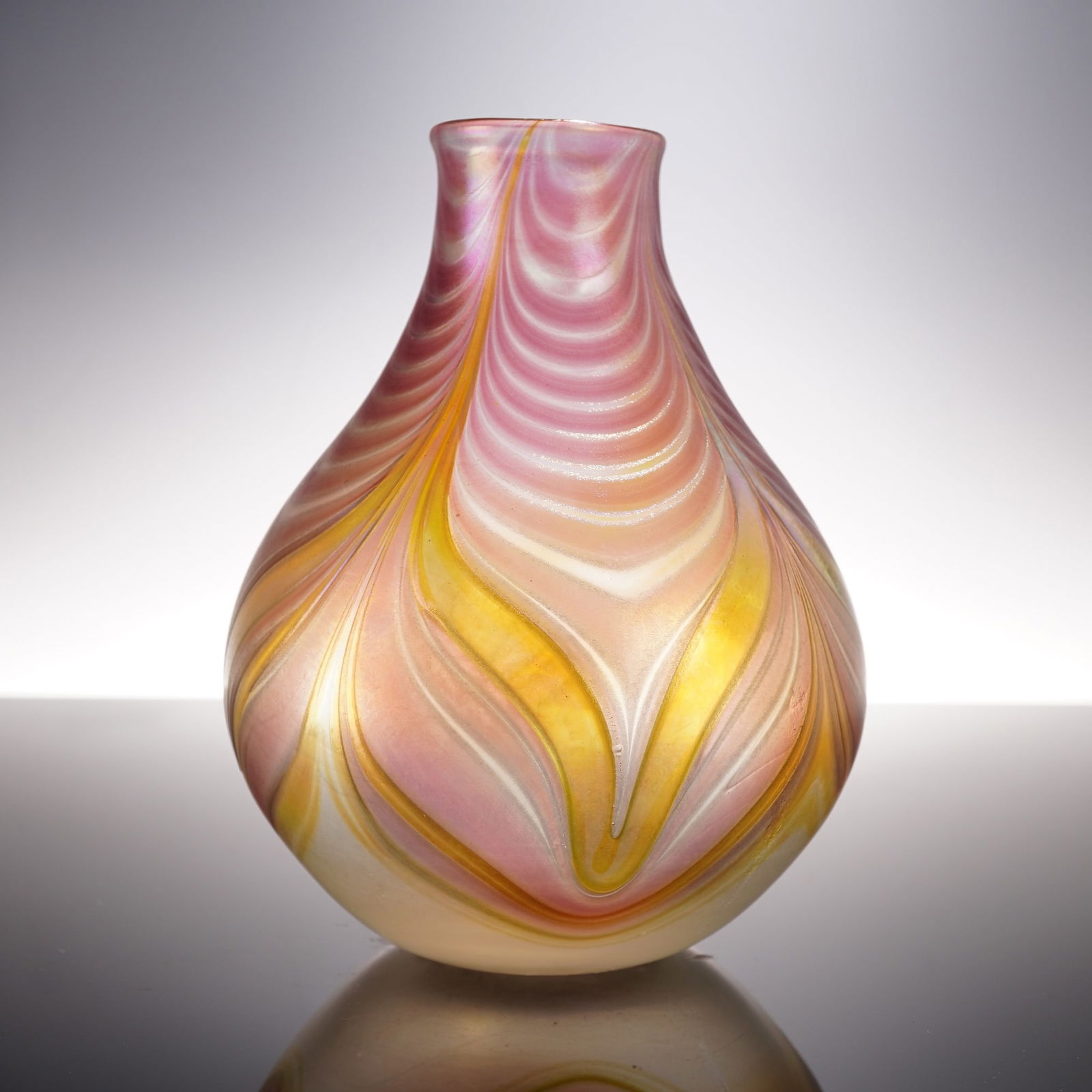 John Barlin Studio Art Glass Iridescent Vase, Artist Signed (1 of 6)